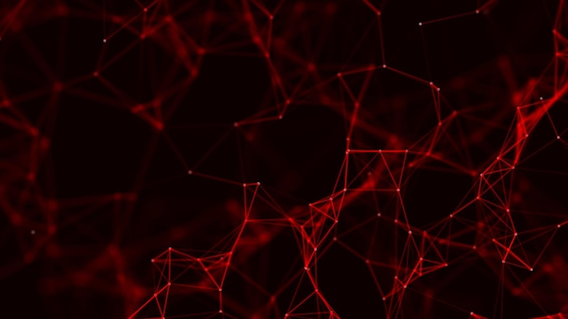 Abstract digital red background Big data visualization Network connection structure Science background 3D rendering
