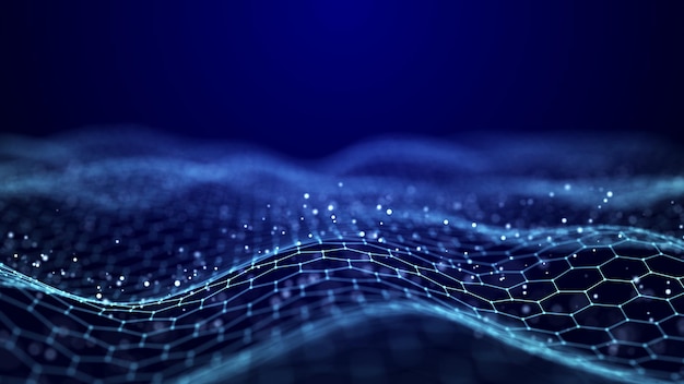 abstract digital wave digital network background 3d rendering