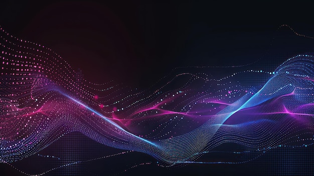 Abstract Digital Wave with Glowing Particles