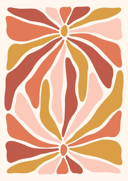 Abstract flower background vector illustration in beige and orange colors
