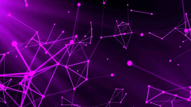 Abstract futuristic dark plexus background with moving connecting points and lines motion