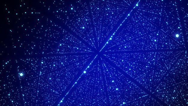 Abstract futuristic infinite flow of scientific data Network structure of an array of points Outer space background Big data visualization 3D rendering
