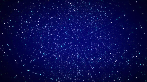 Abstract futuristic infinite flow of scientific data Network structure of an array of points Outer space background Big data visualization 3D rendering
