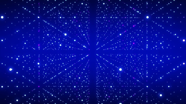 Abstract futuristic infinite flow of scientific data Network structure of an array of points Outer space background Big data visualization 3D rendering