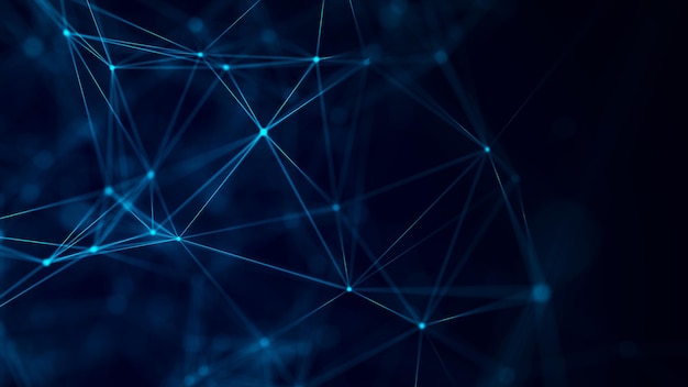 abstract geometric background with connecting points and lines abstract blue digital background network concept big data complex with compounds 3d rendering