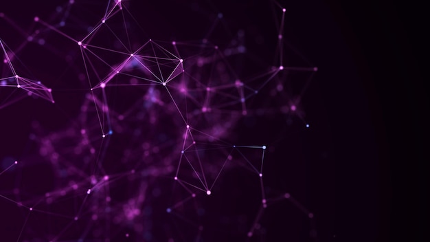 Abstract geometric background with connecting points and lines Abstract blue digital background Network concept Big data complex with compounds 3D rendering