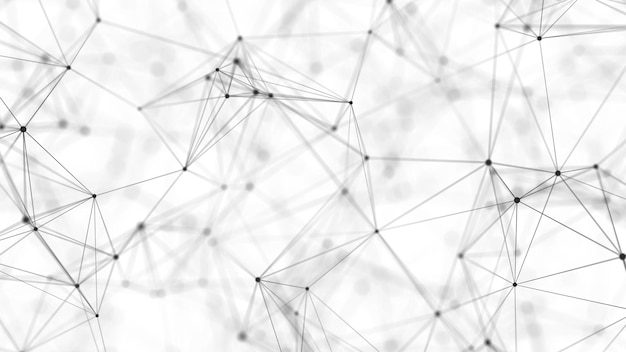 Abstract geometric background with connecting points and lines Abstract white digital background Network concept Big data complex with compounds 3D rendering