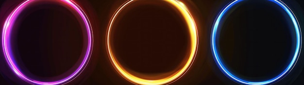 Abstract glowing circles with vibrant colors on black background