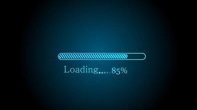 Abstract glowing cyan and green color waiting loading bar illustration on black background