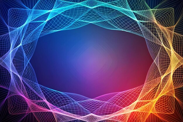 Abstract Gradient Multicolor Lines Network In Abstract Shape Background