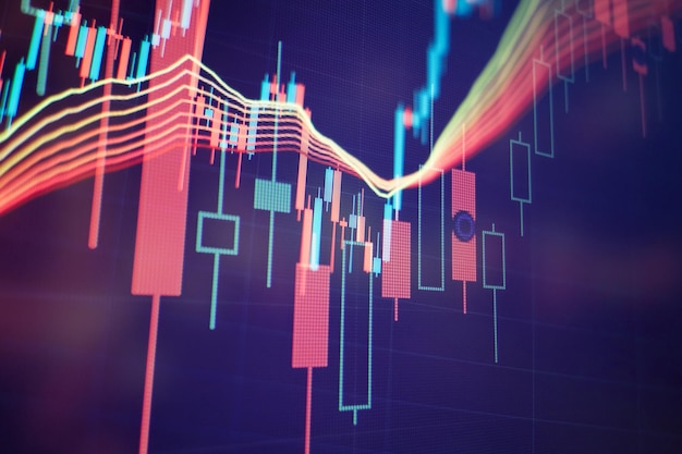 Abstract graphic consisting of blured points  graph and chart  Information concept