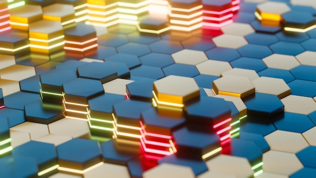 Abstract high technology vector colorful hexagon background