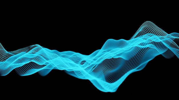 Abstract Hologram Landscape background 3d rendered image of topology structure map Polygonal wire