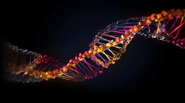 abstract illustration depicting a dna strand showcasing the intricate beauty of the genetic molecule with a touch of artistic abstraction generative ai