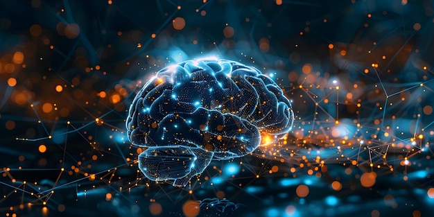 Abstract image of interconnected neural pathways symbolizing complex cognitive processes in brain Concept Brain Functions Neural Networks Cognitive Processes Abstract Image