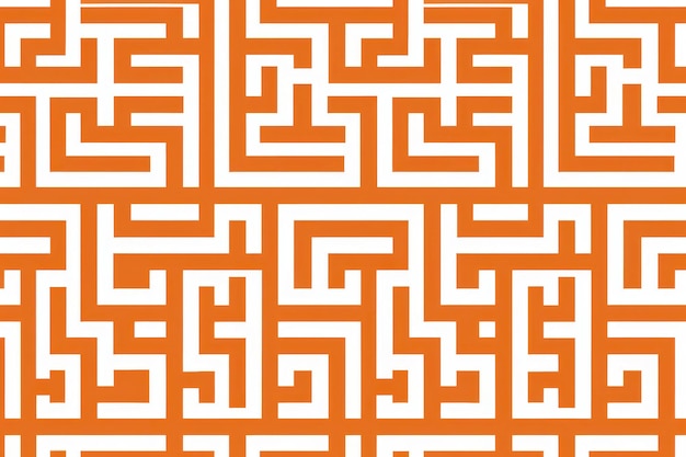abstract maze pattern in orange and white colors featuring intricate geometric shapes and pathways perfect for creative design projects