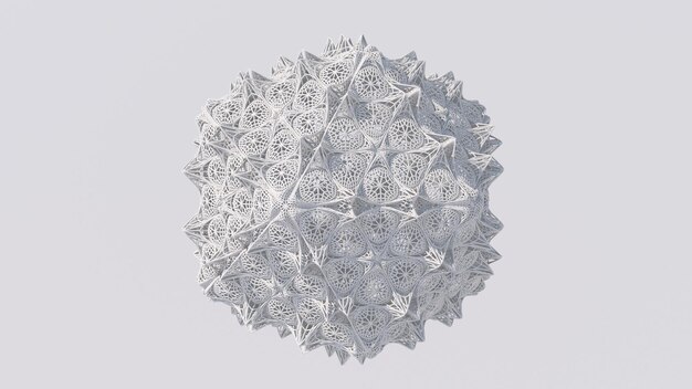 Abstract mesh fractal array White monochrome illustration 3d render