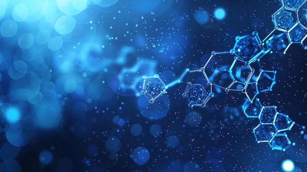 abstract molecular structure in a blue background
