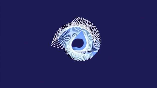 abstract narrow white lines forming triangles tunnel on dark blue background animation white and