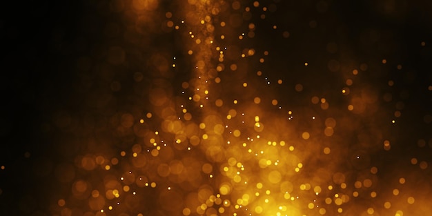 Abstract of glowing and shiny gold bright wave flowing blur mesh on black background