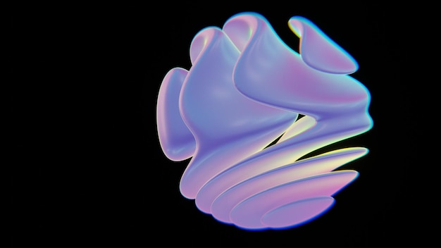 abstract organic 3d shape with soft pastel colors on black background