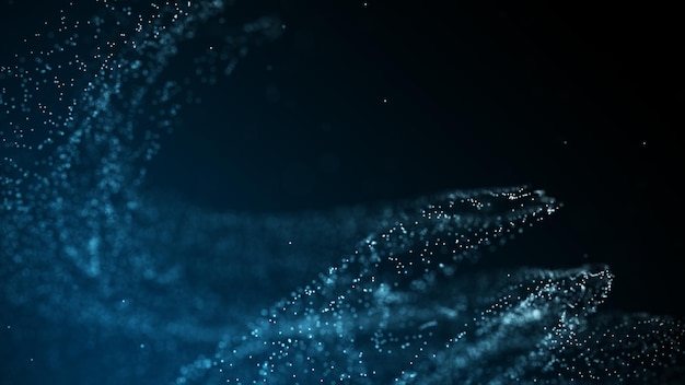 Abstract particle vortex Futuristic dynamic wave moving in space Explosion of data 3d rendering