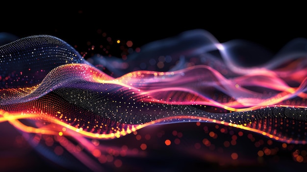 Abstract picture vivid neon light particle with digital technology style AIG51