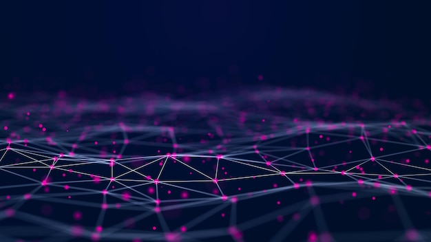 abstract polygonal space low poly 3d wire artificial intelligence 3d rendering