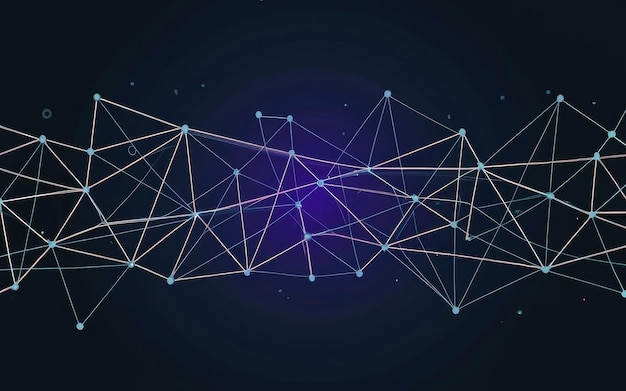 Abstract polygonal vector science background with connecting dots and lines