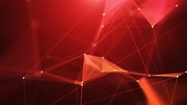 Abstract Polygons Lines And Dots Red Background