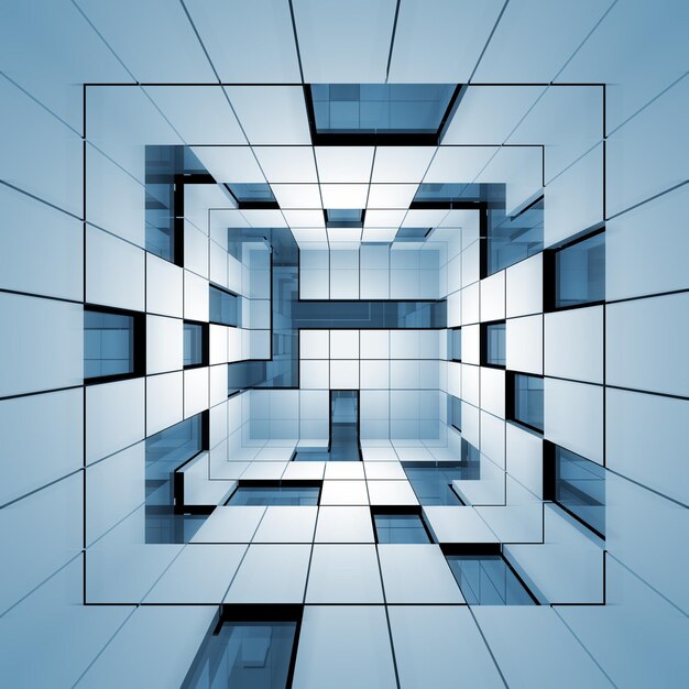Abstract room construction 3d rendering