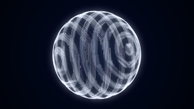 abstract scifi sphere with particles technology network connection on world futuristic illustration global digital connections ai 3d wireframe geometric sphere 3d rendering
