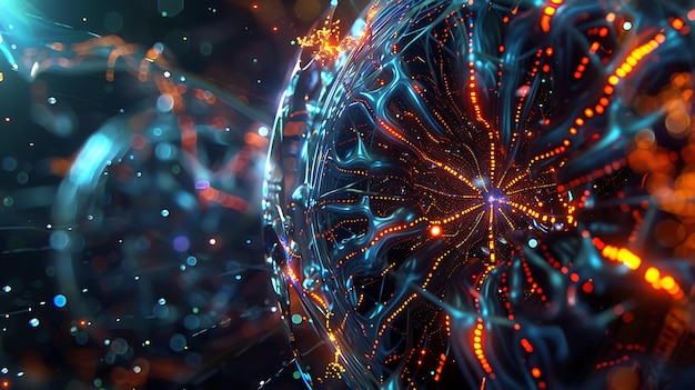 Abstract Sphere with Orange and Blue Lights