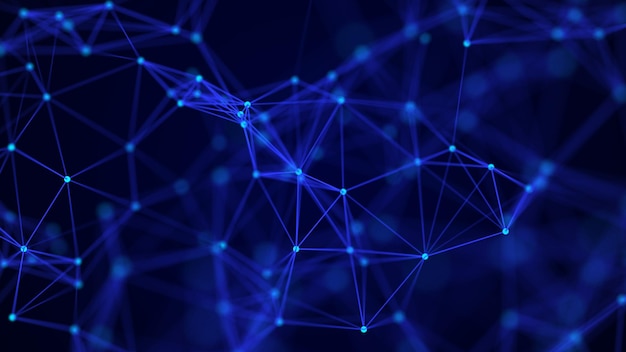 abstract technology background network connection structure on blue background 3d rendering