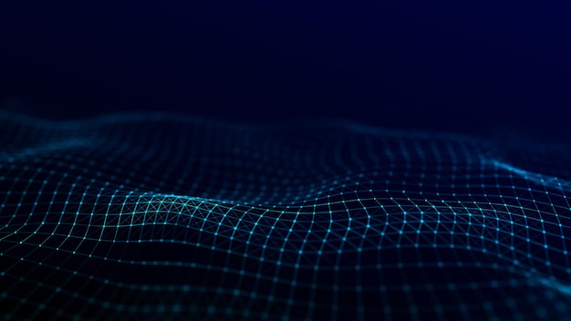 abstract technology wave of particles big data visualization background with motion dots