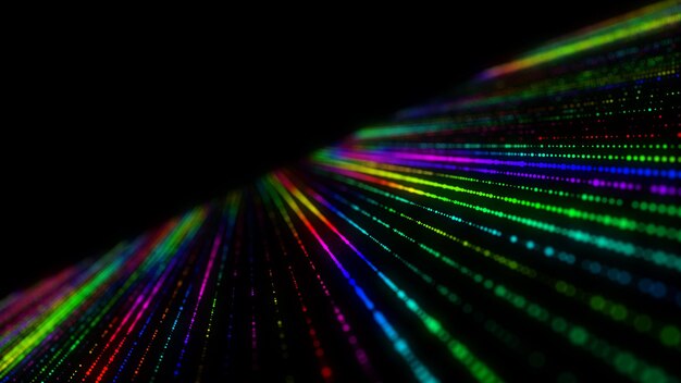 Abstract vanishing texture The concept of data movement by binary code Halftone with noise effect and dots Matrix background on screen Futuristic pattern 3D rendering