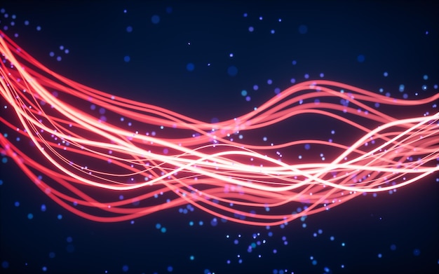 abstract wave gradient curves and particles 3d rendering