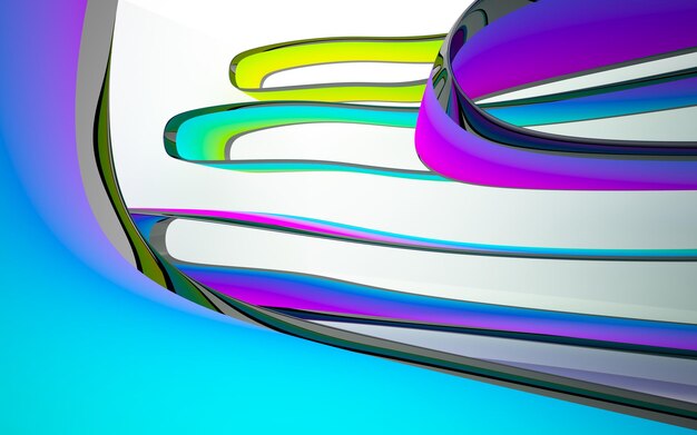 abstract white and colored gradient glasses interior multilevel public space with window.