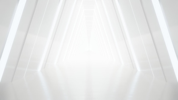 abstract white futuristic triangle tunnel architecture