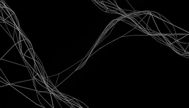 Abstract white lines on black background