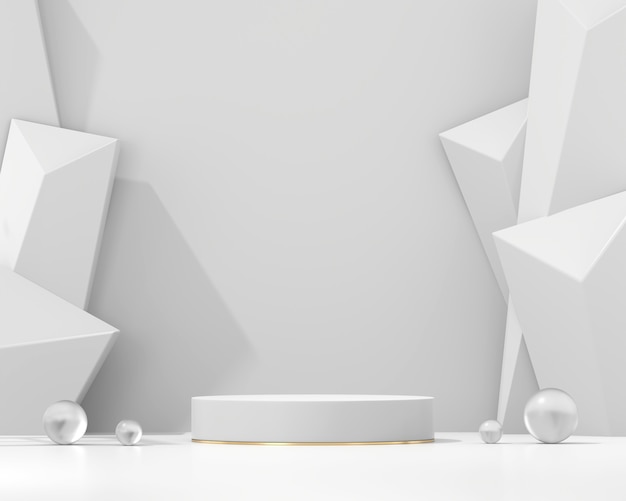 abstract white podium stage platform for product display showcase 3d rendering