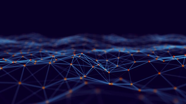 Abstrakti digitaalinen sininen tausta Plexus-efekti Verkkoyhteyden rakenne Tiedetausta 3D-renderöinti
