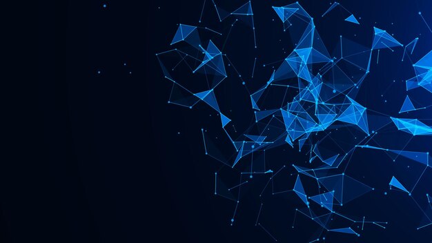 Abstrakti digitaalinen sininen tausta Plexus-efekti Verkkoyhteyden rakenne Tiedetausta 3D-renderöinti