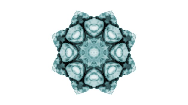 Abstrakti maalipensselin muste räjähtää levittäen tasaisen konseptin symmetrinen kuvio koristeellinen koristeellinen kaleidoskooppiliike geometrinen ympyrä ja tähtimuodot