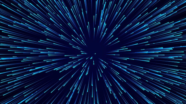 Abstrakti pyöreä nopeustausta. Tähtisumu dynaamisten linjojen kuvio Abstrakti datavirtatausta 3d-renderöidä