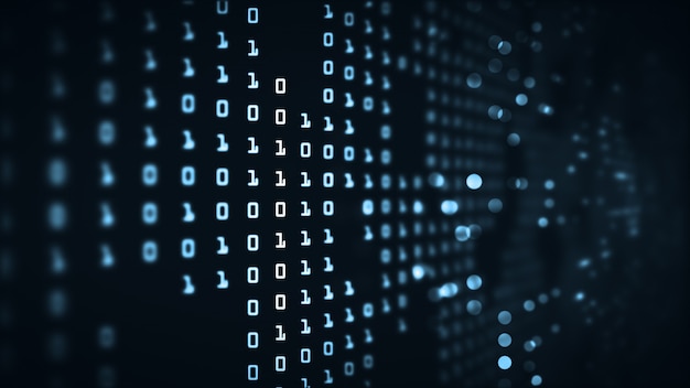 Abstrakti teknologia, big data, binäärikoodi, futuristinen tausta.