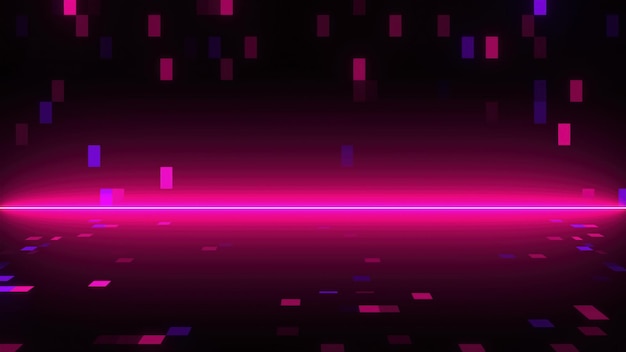 Abstrakti teknologinen tausta, jossa on lohkoja ja neonlinja, tietokoneella luotu 3d-renderöidä