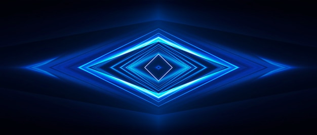 Abstrakti tumma futuristinen tausta. Siniset neonvalonsäteet heijastuvat vedestä