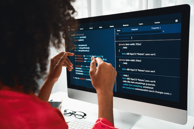 African americans developer coding software project on screen tastemaker