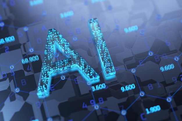 ai artificial intelligence concept technological inscription ai deep machine learning the development of artificial intelligence 3d rendering